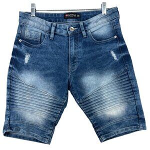 Southpole Men Short Sz 29 Slim Blue Denim Jeans Moto Streetwear Casual Retro 90s